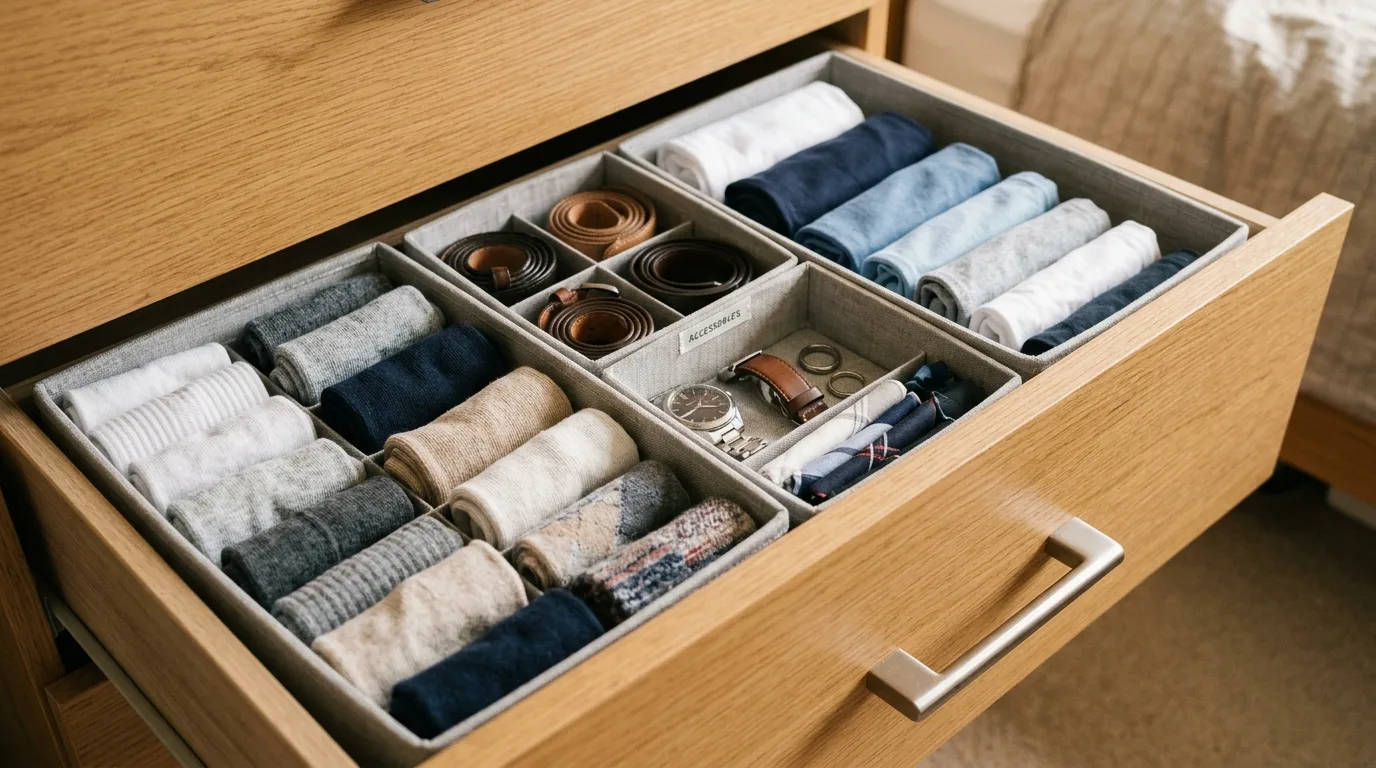Divide drawers so small items stay sorted inspiration for a closet.